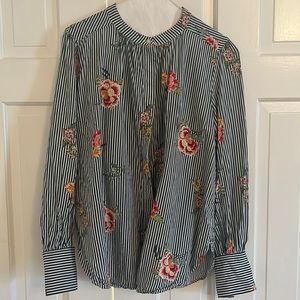 Ann Taylor Loft Women’s striped and floral button up Blouse Size M
